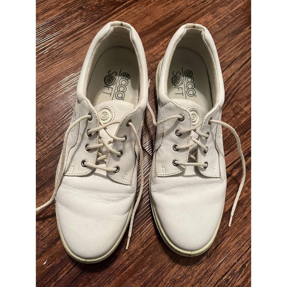 Ecco Soft Women's Sneakers Shoes‎ Size 40 (9-9.5 US) Leather Upper White Lace Up
